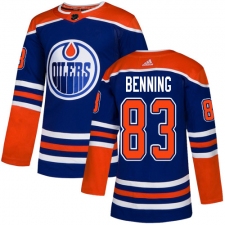 Youth Adidas Edmonton Oilers #83 Matt Benning Authentic Royal Blue Alternate NHL Jersey