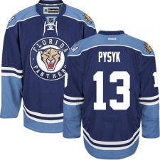 Men's Reebok Florida Panthers #13 Mark Pysyk Authentic Navy Blue Third NHL Jersey