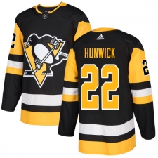 Men's Adidas Pittsburgh Penguins #22 Matt Hunwick Authentic Black Home NHL Jersey