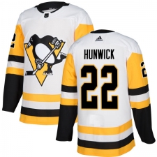 Men's Adidas Pittsburgh Penguins #22 Matt Hunwick Authentic White Away NHL Jersey