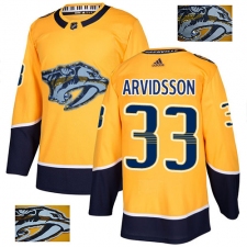 Men's Adidas Nashville Predators #33 Viktor Arvidsson Authentic Gold Fashion Gold NHL Jersey