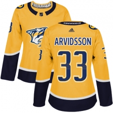 Women's Adidas Nashville Predators #33 Viktor Arvidsson Authentic Gold Home NHL Jersey