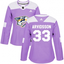 Women's Adidas Nashville Predators #33 Viktor Arvidsson Authentic Purple Fights Cancer Practice NHL Jersey
