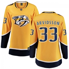Women's Nashville Predators #33 Viktor Arvidsson Fanatics Branded Gold Home Breakaway NHL Jersey