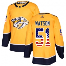 Youth Adidas Nashville Predators #51 Austin Watson Authentic Gold USA Flag Fashion NHL Jersey
