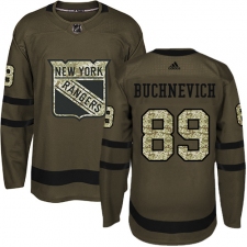 Men's Adidas New York Rangers #89 Pavel Buchnevich Authentic Green Salute to Service NHL Jersey