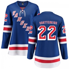 Women's New York Rangers #22 Kevin Shattenkirk Fanatics Branded Royal Blue Home Breakaway NHL Jersey