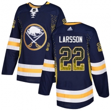 Men's Adidas Buffalo Sabres #22 Johan Larsson Authentic Navy Blue Drift Fashion NHL Jersey