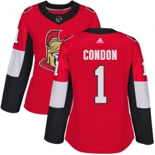Women's Adidas Ottawa Senators #1 Mike Condon Premier Red Home NHL Jersey