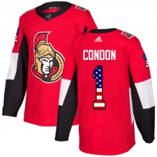 Youth Adidas Ottawa Senators #1 Mike Condon Authentic Red USA Flag Fashion NHL Jersey