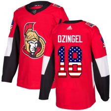 Men's Adidas Ottawa Senators #18 Ryan Dzingel Authentic Red USA Flag Fashion NHL Jersey