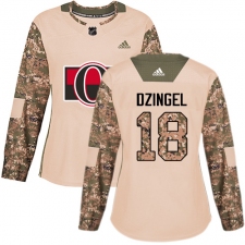 Women's Adidas Ottawa Senators #18 Ryan Dzingel Authentic Camo Veterans Day Practice NHL Jersey