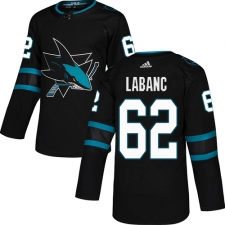 Youth Adidas San Jose Sharks #62 Kevin Labanc Premier Black Alternate NHL Jersey