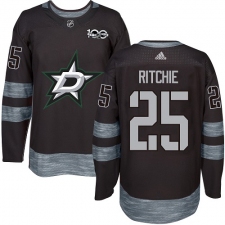 Men's Adidas Dallas Stars #25 Brett Ritchie Authentic Black 1917-2017 100th Anniversary NHL Jersey