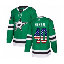 Men's Dallas Stars #40 Martin Hanzal Authentic Green USA Flag Fashion Hockey Jersey