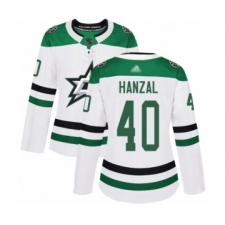 Women's Dallas Stars #40 Martin Hanzal Authentic White Away Hockey Jersey