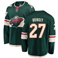 Men's Minnesota Wild #27 Kyle Quincey Authentic Green Home Fanatics Branded Breakaway NHL Jersey
