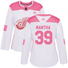 Women's Adidas Detroit Red Wings #39 Anthony Mantha Authentic White/Pink Fashion NHL Jersey