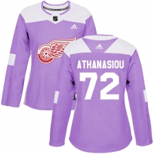 Women's Adidas Detroit Red Wings #72 Andreas Athanasiou Authentic Purple Fights Cancer Practice NHL Jersey