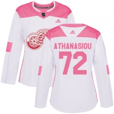 Women's Adidas Detroit Red Wings #72 Andreas Athanasiou Authentic White/Pink Fashion NHL Jersey