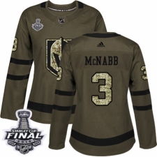 Women's Adidas Vegas Golden Knights #3 Brayden McNabb Authentic Green Salute to Service 2018 Stanley Cup Final NHL Jersey