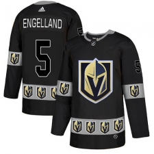 Men's Adidas Vegas Golden Knights #5 Deryk Engelland Authentic Black Team Logo Fashion NHL Jersey