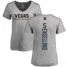 NHL Women's Adidas Vegas Golden Knights #5 Deryk Engelland Gray Backer Slim Fit V-Neck T-Shirt