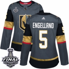 Women's Adidas Vegas Golden Knights #5 Deryk Engelland Authentic Gray Home 2018 Stanley Cup Final NHL Jersey