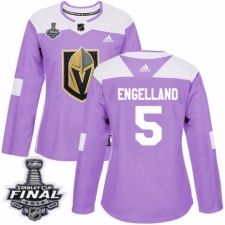 Women's Adidas Vegas Golden Knights #5 Deryk Engelland Authentic Purple Fights Cancer Practice 2018 Stanley Cup Final NHL Jersey