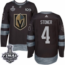 Men's Adidas Vegas Golden Knights #4 Clayton Stoner Authentic Black 1917-2017 100th Anniversary 2018 Stanley Cup Final NHL Jersey