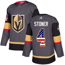 Men's Adidas Vegas Golden Knights #4 Clayton Stoner Authentic Gray USA Flag Fashion NHL Jersey