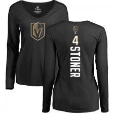 NHL Women's Adidas Vegas Golden Knights #4 Clayton Stoner Black Backer Slim Fit Long Sleeve T-Shirt