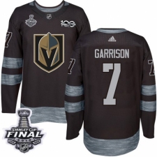 Men's Adidas Vegas Golden Knights #7 Jason Garrison Authentic Black 1917-2017 100th Anniversary 2018 Stanley Cup Final NHL Jersey