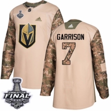 Men's Adidas Vegas Golden Knights #7 Jason Garrison Authentic Camo Veterans Day Practice 2018 Stanley Cup Final NHL Jersey