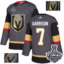 Men's Adidas Vegas Golden Knights #7 Jason Garrison Authentic Gray Fashion Gold 2018 Stanley Cup Final NHL Jersey