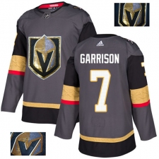Men's Adidas Vegas Golden Knights #7 Jason Garrison Authentic Gray Fashion Gold NHL Jersey