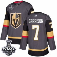 Men's Adidas Vegas Golden Knights #7 Jason Garrison Authentic Gray Home 2018 Stanley Cup Final NHL Jersey