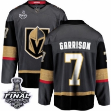Men's Vegas Golden Knights #7 Jason Garrison Authentic Black Home Fanatics Branded Breakaway 2018 Stanley Cup Final NHL Jersey