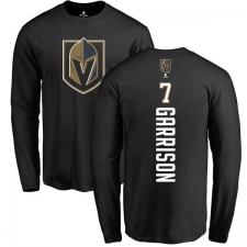 NHL Adidas Vegas Golden Knights #7 Jason Garrison Black Backer Long Sleeve T-Shirt