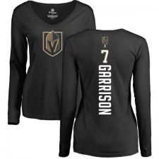 NHL Women's Adidas Vegas Golden Knights #7 Jason Garrison Black Backer Slim Fit Long Sleeve T-Shirt