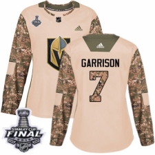 Women's Adidas Vegas Golden Knights #7 Jason Garrison Authentic Camo Veterans Day Practice 2018 Stanley Cup Final NHL Jersey
