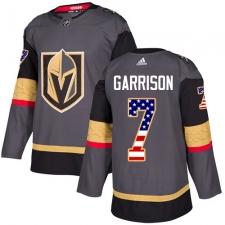 Youth Adidas Vegas Golden Knights #7 Jason Garrison Authentic Gray USA Flag Fashion NHL Jersey