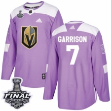 Youth Adidas Vegas Golden Knights #7 Jason Garrison Authentic Purple Fights Cancer Practice 2018 Stanley Cup Final NHL Jersey