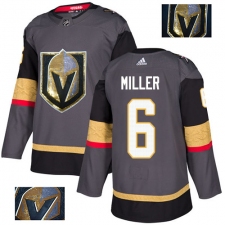 Men's Adidas Vegas Golden Knights #6 Colin Miller Authentic Gray Fashion Gold NHL Jersey