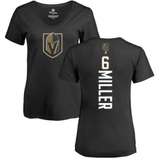 NHL Women's Adidas Vegas Golden Knights #6 Colin Miller Black Backer Slim Fit V-Neck T-Shirt