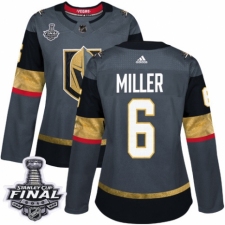 Women's Adidas Vegas Golden Knights #6 Colin Miller Authentic Gray Home 2018 Stanley Cup Final NHL Jersey