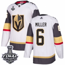 Women's Adidas Vegas Golden Knights #6 Colin Miller Authentic White Away 2018 Stanley Cup Final NHL Jersey