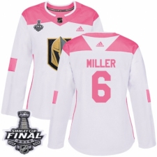 Women's Adidas Vegas Golden Knights #6 Colin Miller Authentic White/Pink Fashion 2018 Stanley Cup Final NHL Jersey