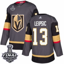 Men's Adidas Vegas Golden Knights #13 Brendan Leipsic Premier Gray Home 2018 Stanley Cup Final NHL Jersey