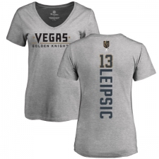 NHL Women's Adidas Vegas Golden Knights #13 Brendan Leipsic Gray Backer Slim Fit V-Neck T-Shirt